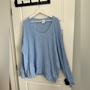 BNWOT Light Blue Waffle-Knit Long Sleeve Sweatshirt